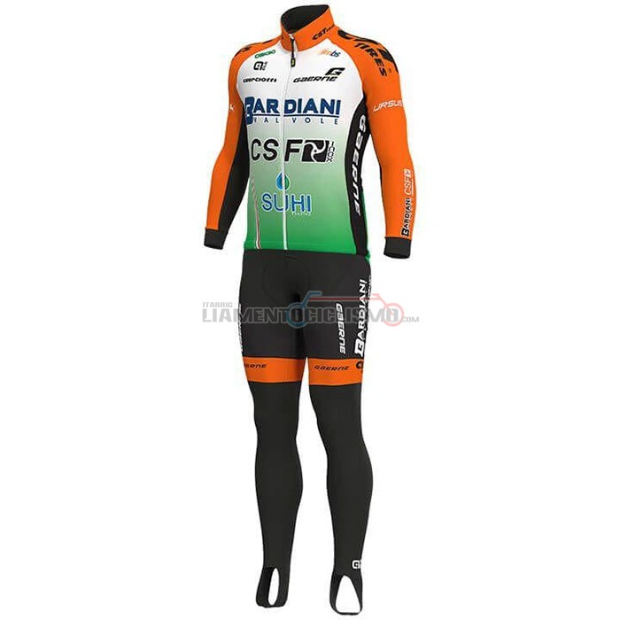 Abbigliamento Ciclismo Bardiani Csf Manica Lunga 2019 Verde Arancione